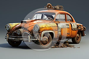 Forsaken Rusty abandoned car concept. Generate Ai