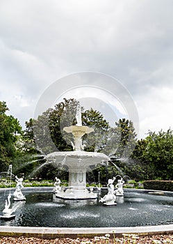 Forsyth Fountain Under Cloudy Skies