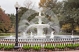 Forsyth Park Fountain historic Savannah Georgia GA