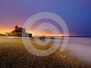 Fort Ambleteuse at the French coast during twilight