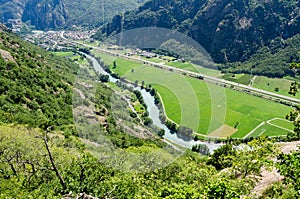 Fort Bard and Dora Baltea river, Aosta Valley photo