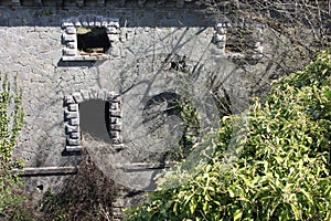 Fort Bastione, a nineteenth-century military fortress, abandoned to the neglect of nature. distressing stone construction inside