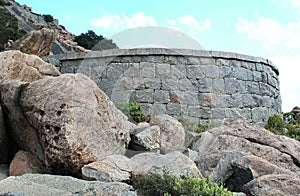 Fort battlement with sky background