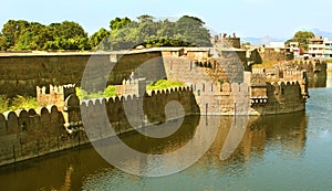 Big trench with castle battlements landscape photo