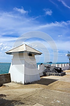 Fort and big gun near lake in Songkhla