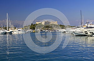 Fort Carre rising above Port Vauban, Antibes photo