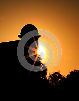 Fort Castillo de San Marcos in silhouette at sunset
