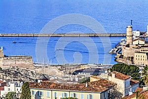 Fort Cityscape Harbors Buildings Marseille France