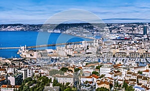 Fort  Cityscape Harbors Cathedral Buildings Marseille France