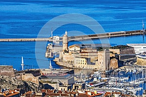 Fort Cityscape Harbors Sailboats Buildings Marseille France