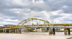 Fort Duquesne Bridge across the Allegheny River in Pittsburgh, Pennsylvania