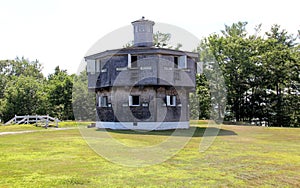 Fort Edgecomb, built in 1808â€“1809, two-story octagonal wooden blockhouse, Davis Island, Maine