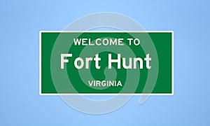 Fort Hunt, Virginia city limit sign. Town sign from the USA.