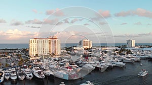 Fort Lauderdale, Aerial View, Boat Pier, New River, Florida