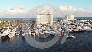 Fort Lauderdale, Aerial View, New River, Boat Pier, Florida