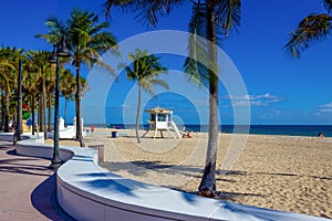 Fort Lauderdale beach near Las Olas Boulevard with the distinctive wall