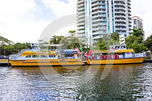 Fort Lauderdale - December 11, 2019: Cityscape view of the popular Las Olas Riverwalk downtown district