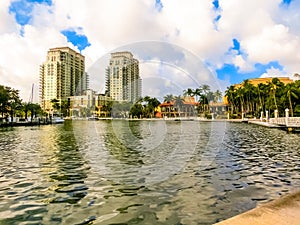 Fort Lauderdale - December 11, 2019: museum and park like setting along the canals in Fort Lauderdale