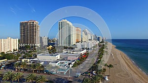 FORT LAUDERDALE - FEBRUARY 25, 2016: City aerial skyline on a sunny morning. Fort Lauderdale is a preferred tourist destination