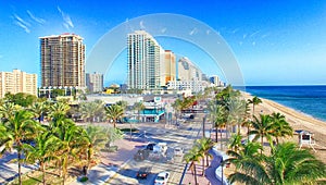 FORT LAUDERDALE - FEBRUARY 25, 2016: City aerial skyline on a sunny morning. Fort Lauderdale is a preferred tourist destination