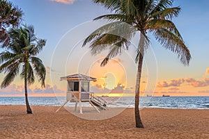 Fort Lauderdale, Florida, USA beach and life guard tower