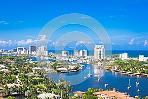 Fort Lauderdale, Florida, USA skyline over Barrier Island