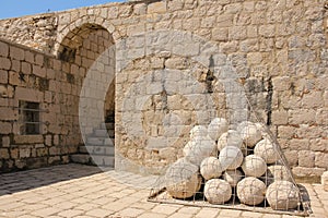Fort Lovrijenac. Cannon balls. Dubrovnik. Croatia