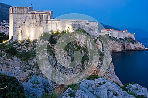 Fort Lovrijenac at night. Dubrovnik. Croatia