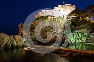 Fort Lovrijenac at night. Dubrovnik. Croatia