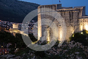 Fort Lovrijenac at night. Dubrovnik. Croatia