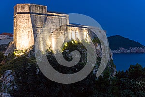 Fort Lovrijenac at night. Dubrovnik. Croatia