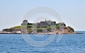 Fort Mamula - an ancient military building on the border of Kotor Bay and the Mediterranean Sea. Montenegro