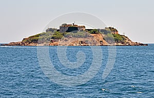 Fort Mamula - an ancient military building on the border of Kotor Bay and the Mediterranean Sea. Montenegro