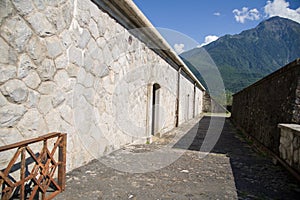 Fort Montecchio Nord,Interior of the barracks with garden and soldier buildings