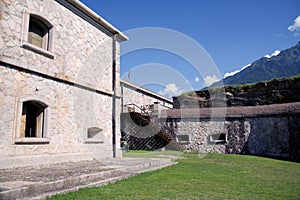 Fort Montecchio Nord,Interior of the barracks with garden and soldier buildings