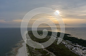 Fort Morgan, Alabama beach at sunset in july