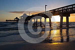 Fort Myers Beach Pier, sunset photo