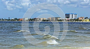 Fort Myers Beach skyline as seen from the beach.
