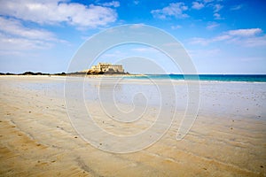 Fort National, beach and sea in Saint-Malo city, Brittany, France