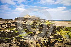 Fort National, beach and sea in Saint-Malo city, Brittany, France