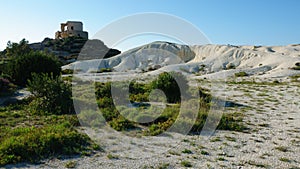 Fort Papa ruins at cliffs of Punta Papa on Ponza Island in Italy