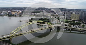 Fort Pitt Bridge in Pittsburgh, Pennsylvania. Traffic in Background 3
