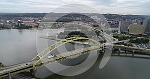 Fort Pitt Bridge in Pittsburgh, Pennsylvania. Traffic in Background 4