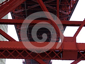 Fort Point, San Francisco: Metal Structure Golden Gate Bridge befogged