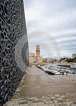 Fort Saint-Jean and marina in Marseille, France