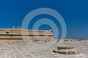 Fort St. Elmo under blue sky, in Valletta, Malta