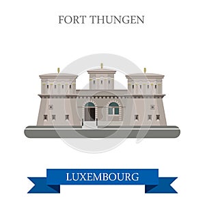 Fort Thungen in Luxembourg flat vector attraction sight landmark