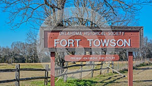 The Fort Towson Oklahoma Historical Society Sign, in Fort Towson, Choctaw County, Oklahoma photo