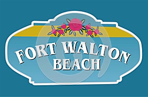 Fort Walton Beach Florida with blue background photo