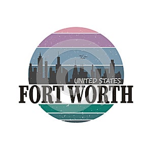 Fort Worth in colorful poster design on a white background photo